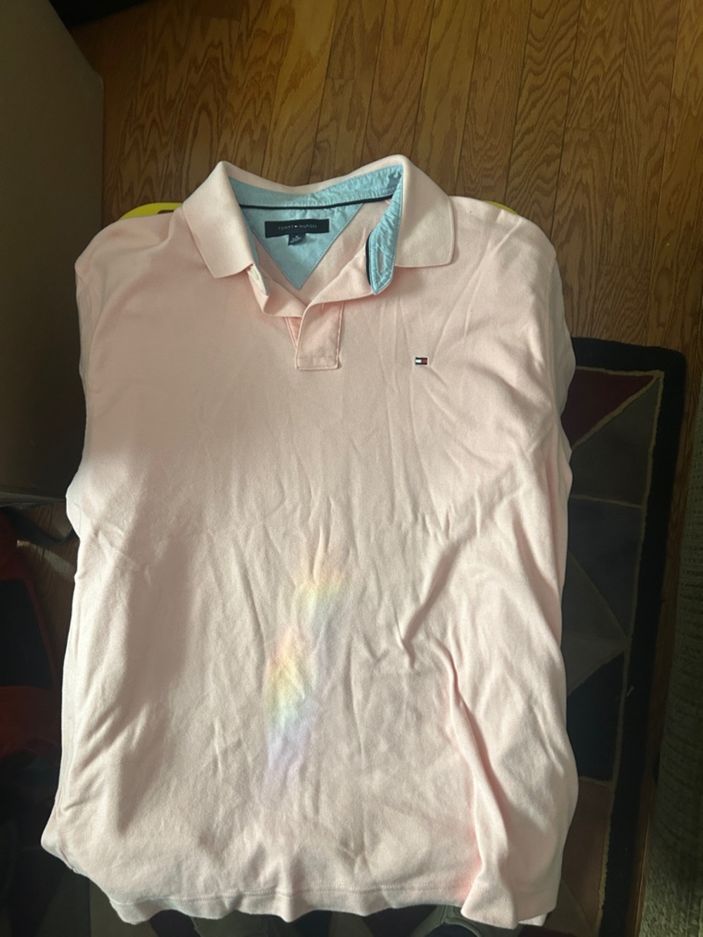 Tommy Hilfiger Men’s Light Pink Polo with Contrast Inner Collar